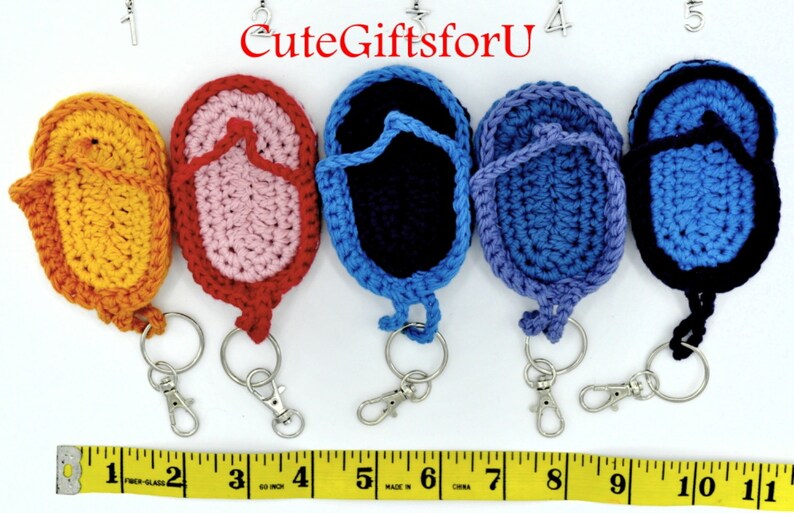 Crochet Mini Sandals Keychain Flip Flop Key Chain Cute Beach Keychain Bag Charms