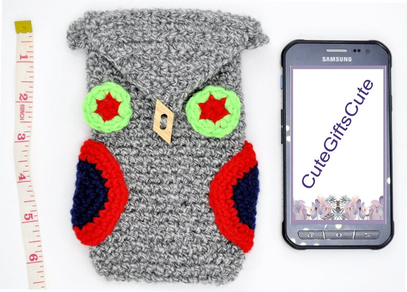 Cute phone cozy crochet owl phone sleeve Mobile phone sock image 0