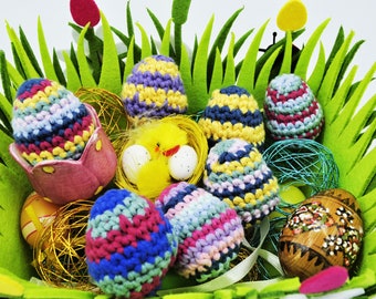 Handmade Easter eggs for Easter basket, Eggs Ornament for Spring table