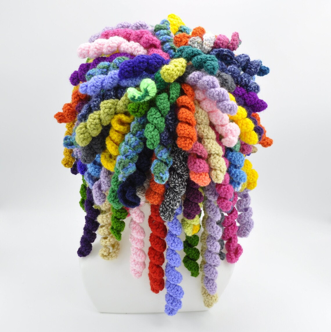 A Crochet Rainbow Hair Wig for a Fun Party or Carnival Wear, a Crochet