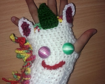 Adorable Crochet Unicorn Fingerless Gloves, Birthday Gift Idea, Unicorn Party, Back to School