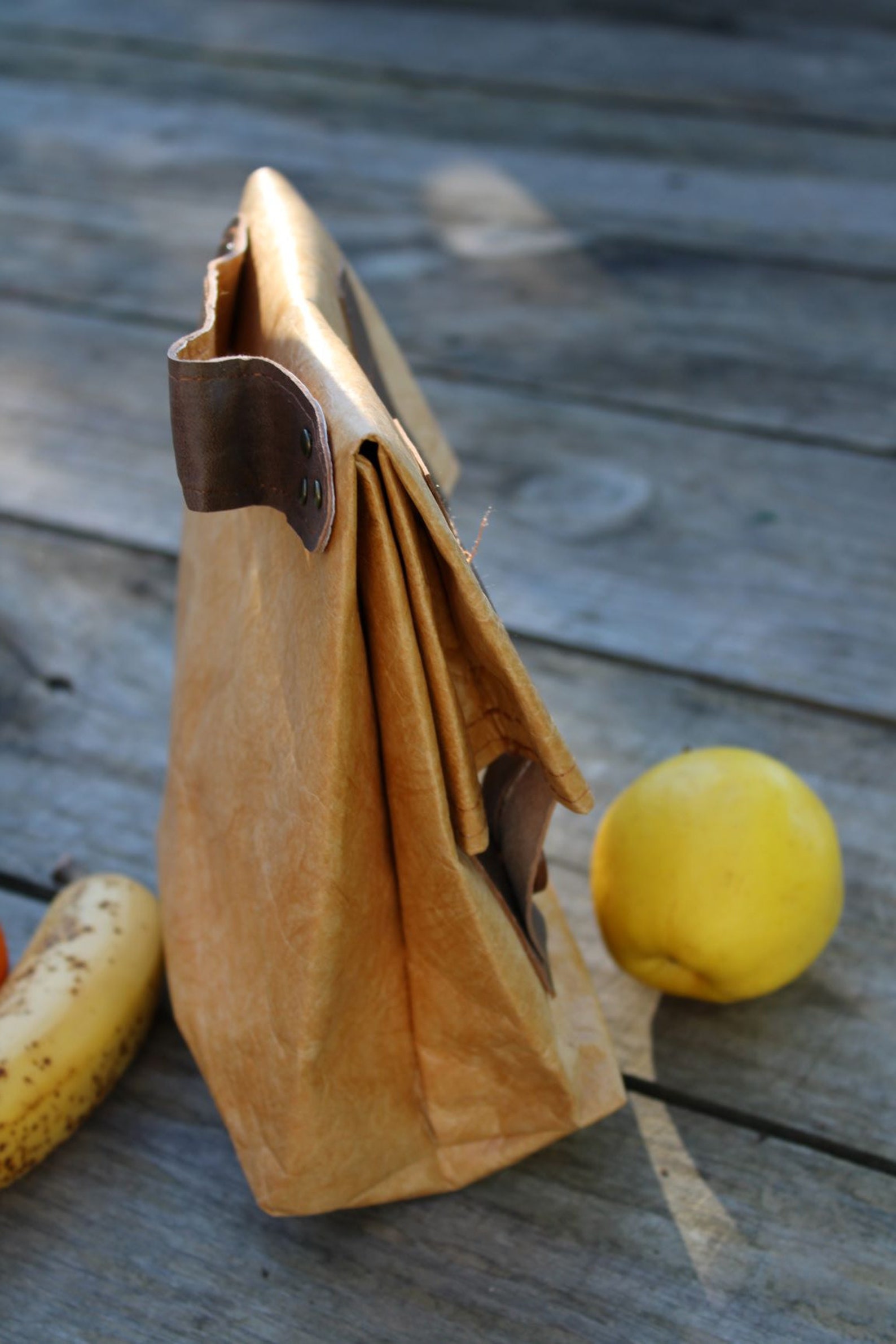 Reusable lunch bag made in paper fabric combined with dark Etsy