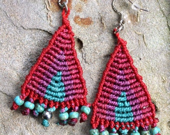 Pendientes macrame, pendientes Boho, pendientes únicos, pendientes hechos a mano, MiekeSerendipyshop