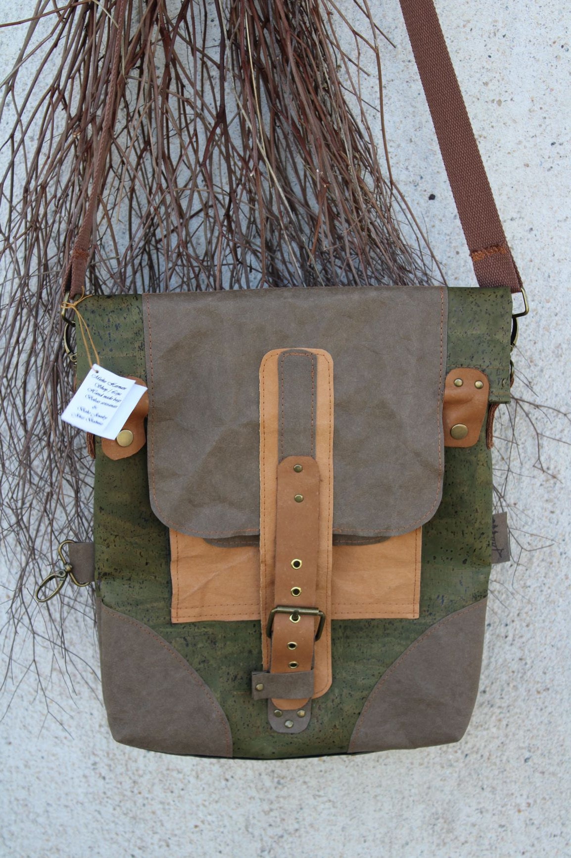 Messenger bag hunting style made in natural olive green Etsy