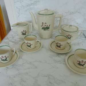 Juego de tetera y cafetera Royal Copenhagen &quot;Quaking Grass&quot; de mediados de siglo y estilo vintage