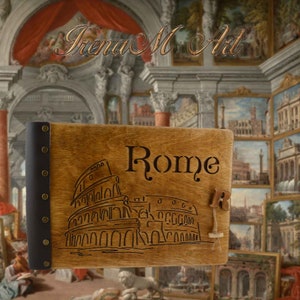 WoodPhotoAlbum Rome HandmadeTravelPhotoAlbumWeddingPhotoAlbumWoodPhotoAlbumRusticGuestBookMemoryBookWoodScrapbookBridalGiftVintageScrollSaw