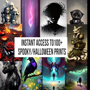 100 Spooky Digital Downloads | Halloween Clipart Bundle | Witchy & Gothic Art | Instant Download