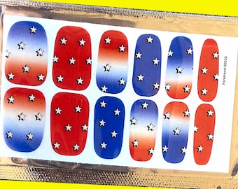 Dégradé rouge blanc et bleu - Nail Wraps