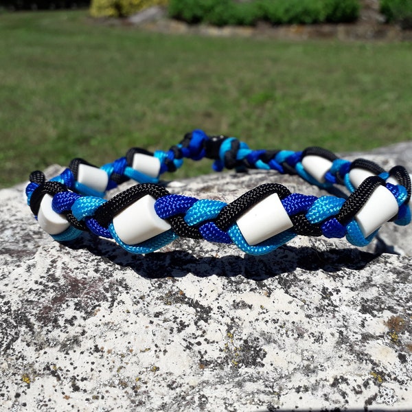 EM Keramik Halsband - Schwarz / Türkis / Blau