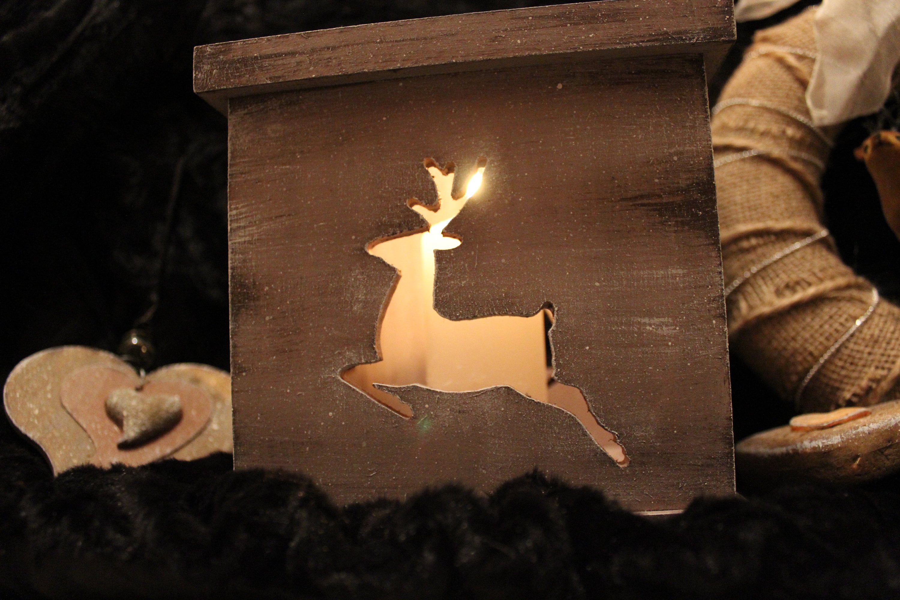Wooden deer lantern Candle holder Reindeer decor Primitive Etsy