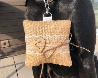 Vintage Jute & Lace Dog Ring Pillow