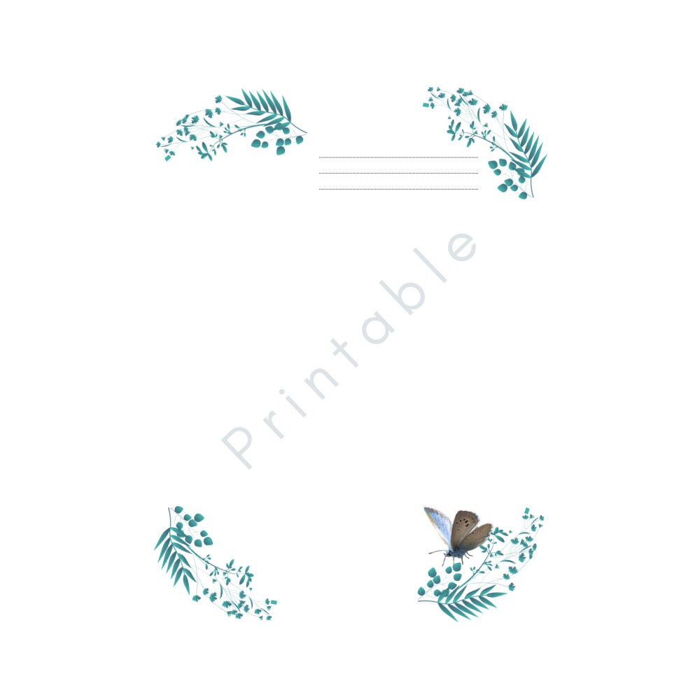 JW Letter Writing Stationery Printable 4 Edge/butterfly Gray Etsy