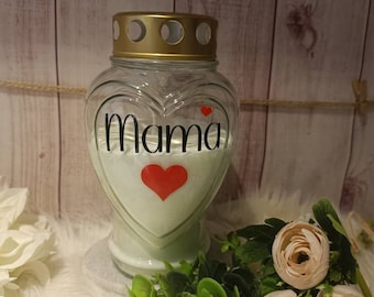 Grablicht aus Glas # Muttertag#   Mama #Allerheiligen # Friedhof # Grab # Grabschmuck# Versandfertig 1-2 Werktagen #