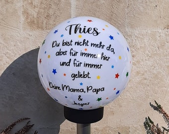 Solar light, lamp with name and saying "Star Child" - a memorial