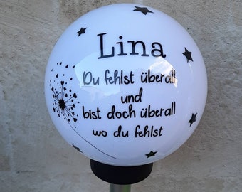 Solarleuchte Lampe Solar mit  Namen Spruch Grablicht Erinnerung