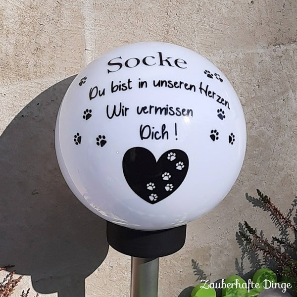 Solarleuchte Lampe Solar mit  Namen Spruch Grablicht Erinnerung für Hund, Katze usw