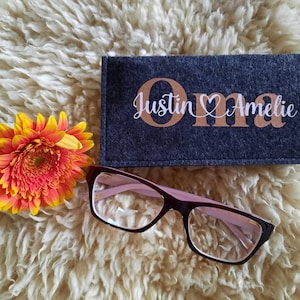 Glasses garage glasses case made of felt with name, personalized souvenir, gift idea, grandma grandpa mom dad