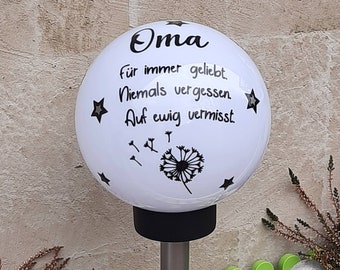 Solarleuchte Lampe Solar mit  Namen Spruch Grablicht Erinnerung