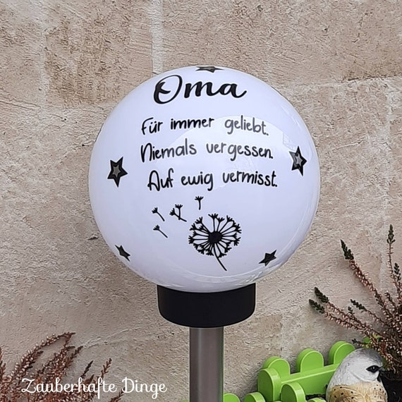 Gedenklicht Solar personalisiert – Erinnerungslampe mit Name oder Spruch – für Garten & Grab Trauer Grablicht