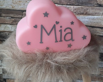 Nachtlicht Led Wolke in Rosa mit Namen  # Geschenkidee # Osterhase # Mitbringsel # personalisiert