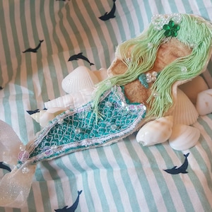 Kawaii teal mermaid barrette hair clip