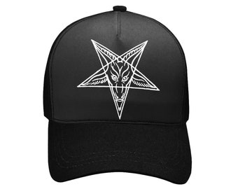 Baphomet Satan Symbol Plain Adjustable Cowboy Cap Denim Hat for Women and Men