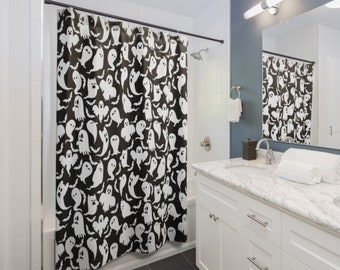 Tree Roots Gothic Theme Bathroom Goth Decor Black and White Decor Heavy Metal Tree Roots Shower Curtain Halloween Decorations