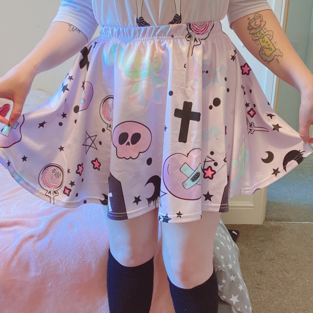 Yami Kawaii Spooky Skater Skirt Kawaii Pastel Goth for Etsy
