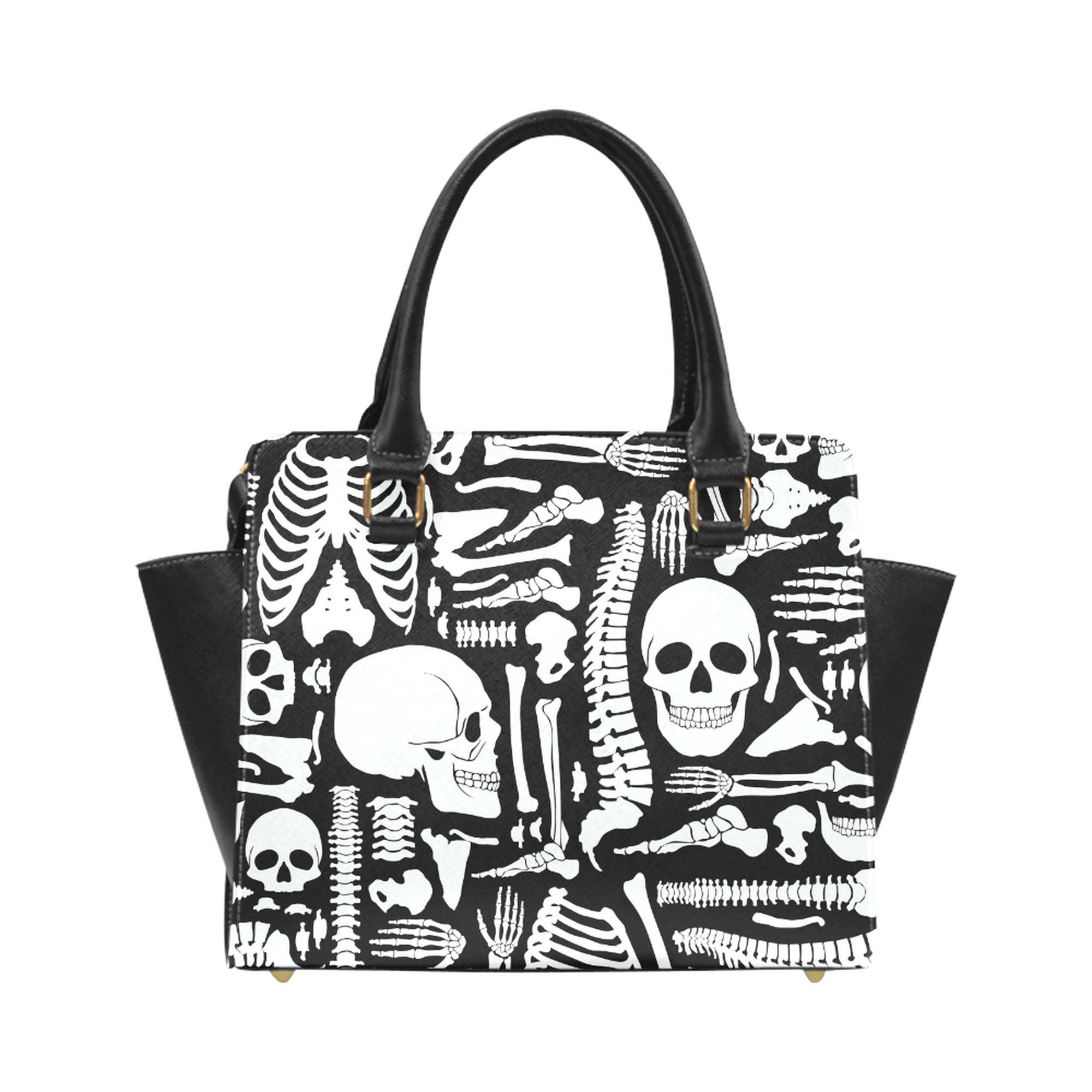 Buy Women Skull Handbag Tote Purse Large Capacity Gothic Shoulder Bag with  Strap Studded Doctor Handbag, Black at
