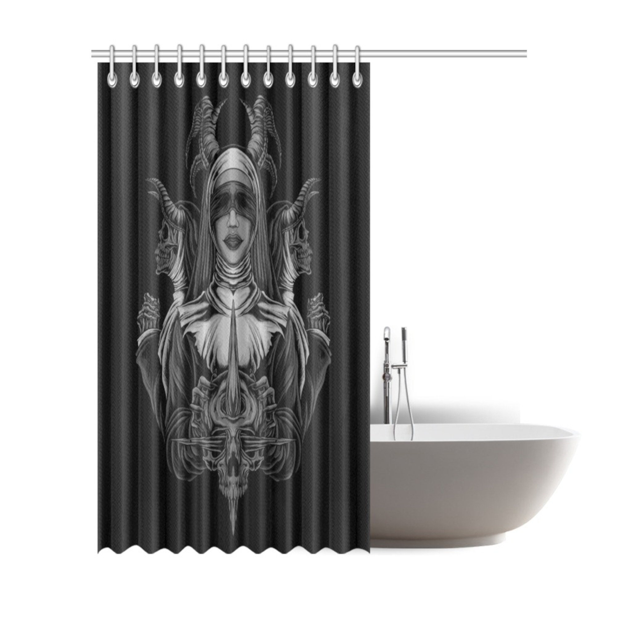 Gothic Shower Curtain Gothic Home Decor Skull Shower Etsy
