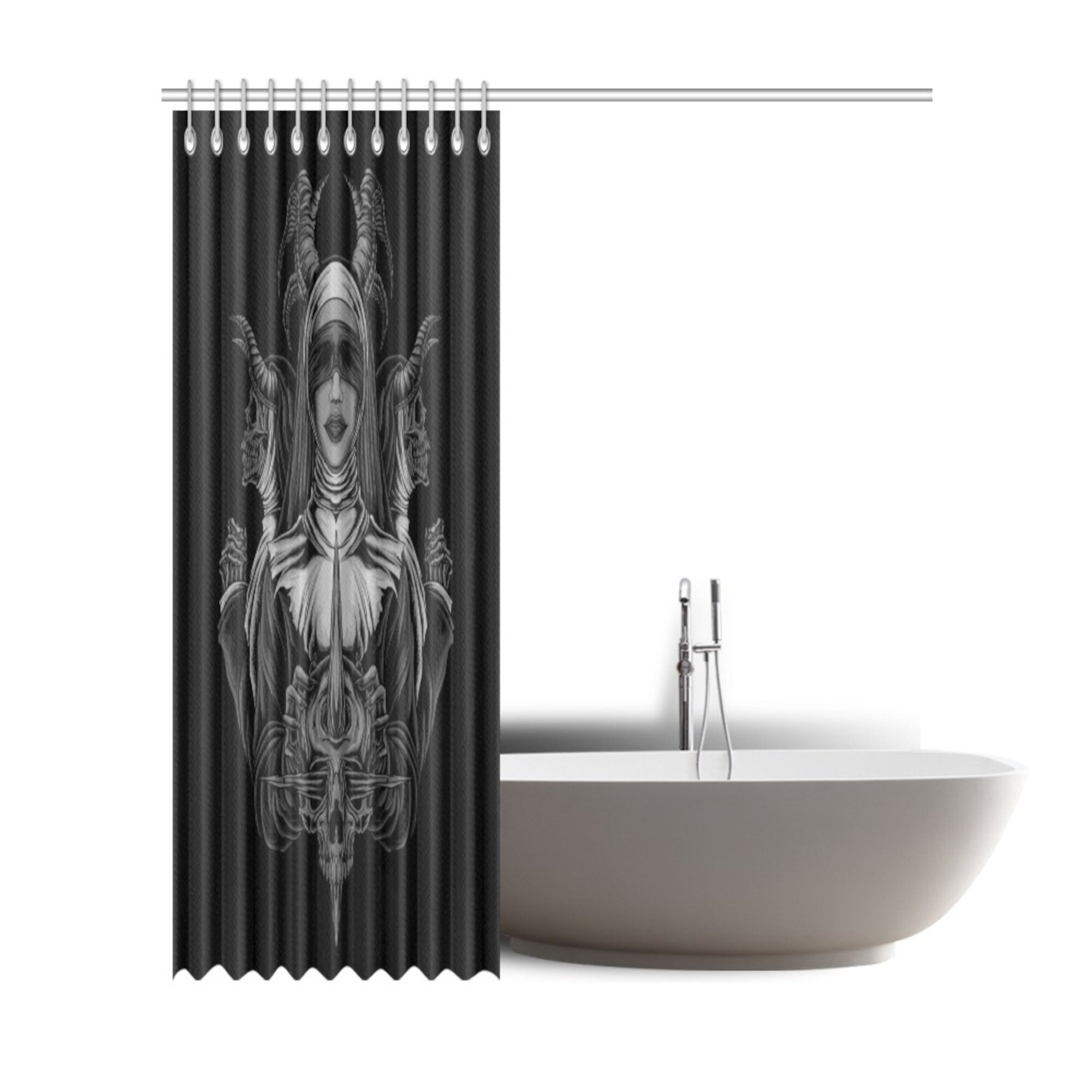 Gothic Shower Curtain Gothic Home Decor Skull Shower Etsy
