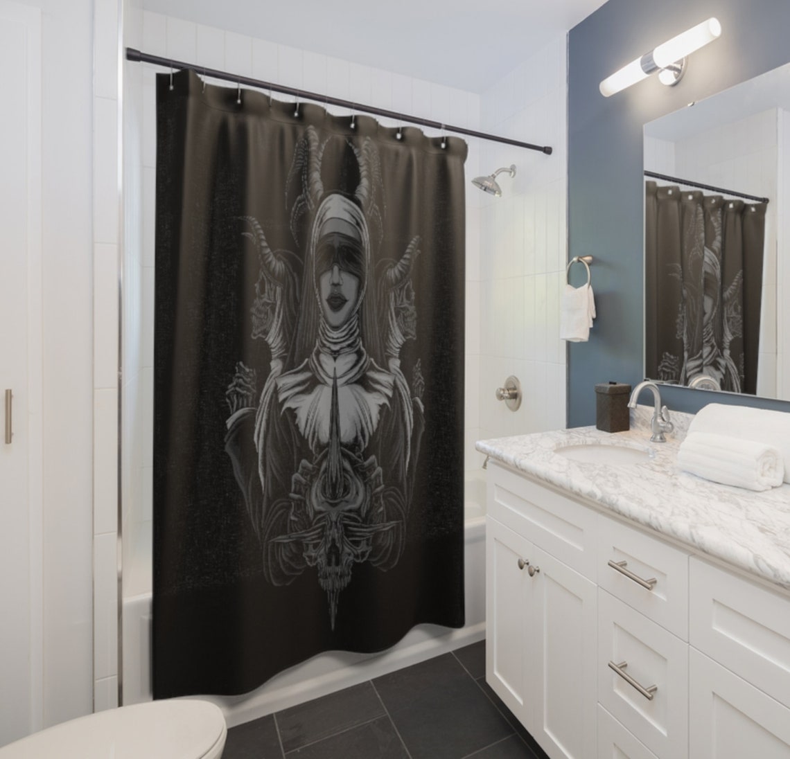 Gothic Shower Curtain Gothic Home Decor Skull Shower Etsy