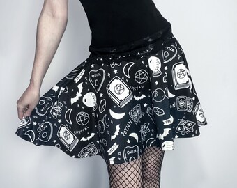Gothic skirt - Gothic Clothing - Witchcraft skirt - Black skirt - Pastel Goth clothing - Goth mini skater skirt - Gift goth - Witch