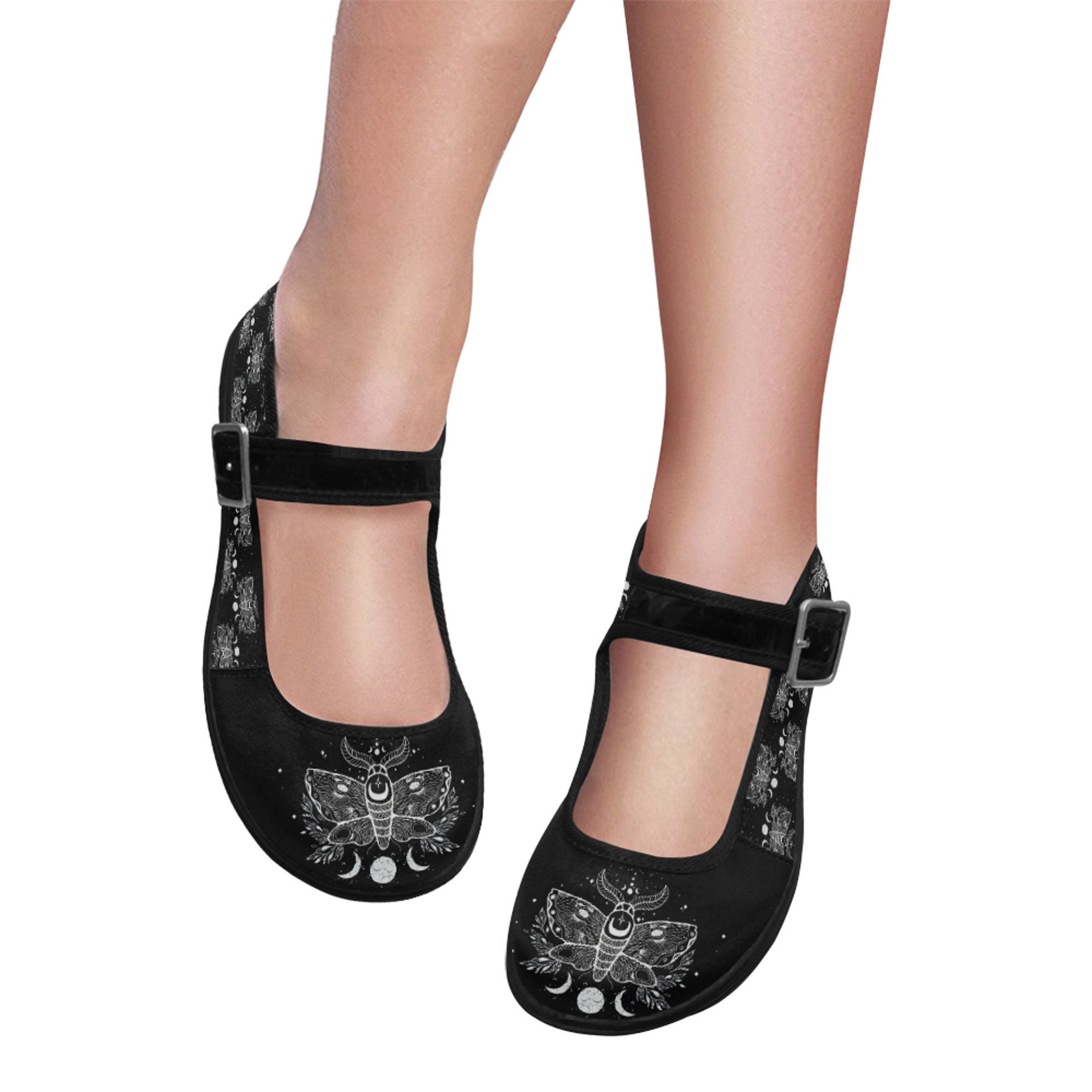 Goth Mary Jane shoes Moon shoes Black Gothic shoes | Etsy