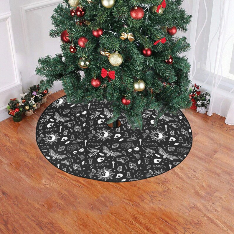 Gothic Christmas tree skirt Black Tree Skirt Christmas Etsy