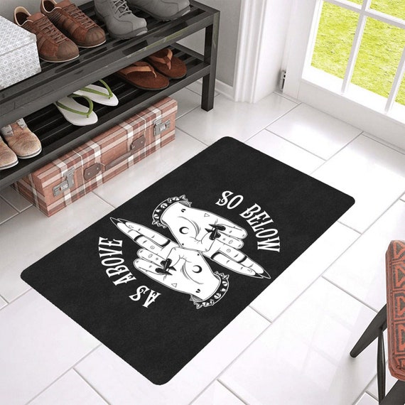 Wicca Black Cat Welcome Doormat Gothic Occult Mat Witches Rug Indoor Home Decor 