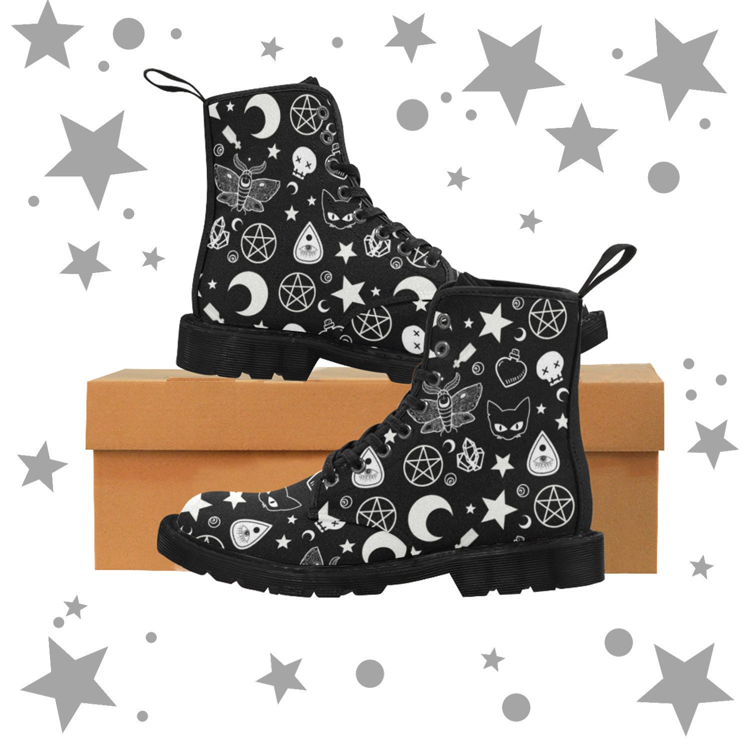 Gothic Shoes Goth Boots Pastel Goth Boots Witchcraft Etsy