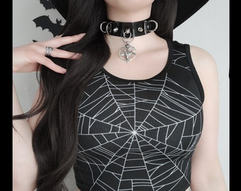 Goth crop top Goth shirt Halloween top Witchcraft shirt spiderweb gothic Goth crop top Goth shirt Halloween top Witchcraft shirt spiderweb gothic