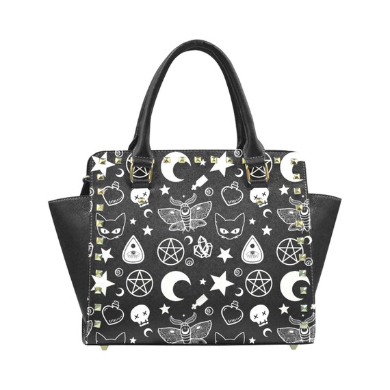 Nu Goth - Pastel goth - Goth bag - Goth purse - Gothic purse - Ouija bag - Nu goth Rivet Shoulder Handbag - Black Bag - Vegan bag