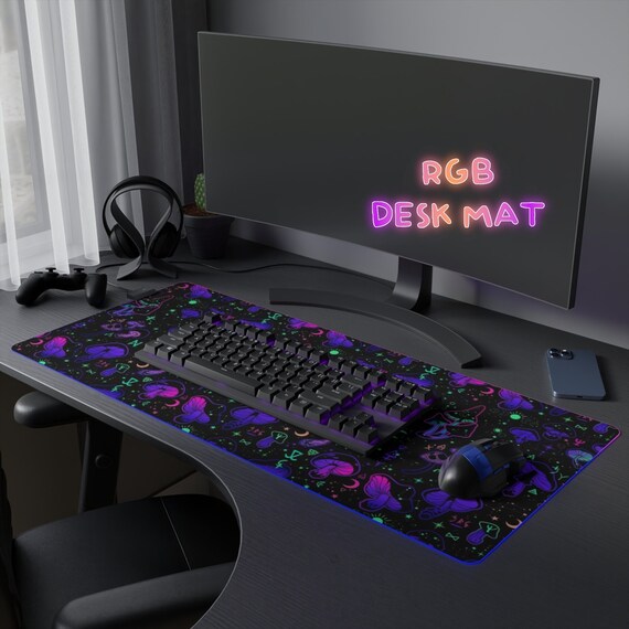 Pastel Goth Witchcraft RGB Desk Mat Mushroom Gaming Desk Mat Etsy