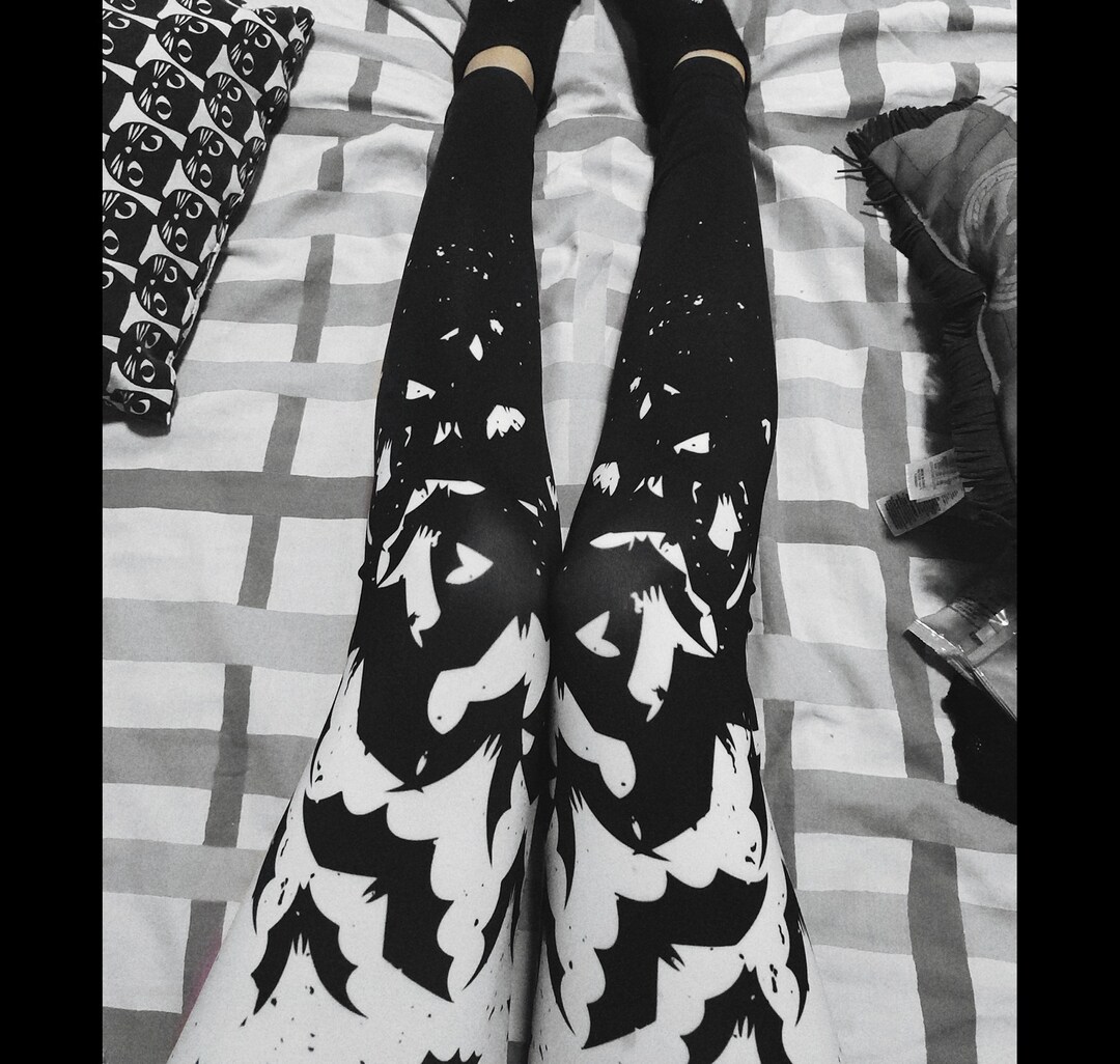 Gothic Leggings Pastel Goth Leggings Gothic Clothing Black and White