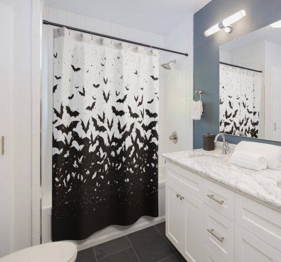 Bat Shower Curtain - Gothic home decor - Goth Shower Curtain - Halloween home decor - Bats decor - Halloween Shower Curtain