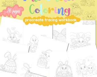 Procreate Easter Tracing or Coloring Workbook for iPads and Tablets