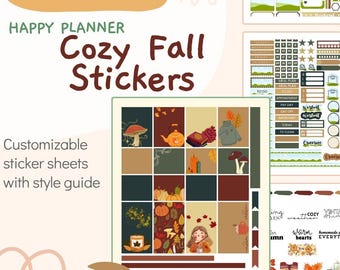 Cozy Fall - Happy Planner CANVA TEMPLATES for Planner Stickers- Journaling