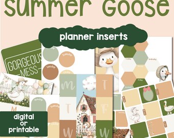 Summer Goose Planner Inserts - Planning Dashboards - Cottagecore - Digital Files for Goodnotes