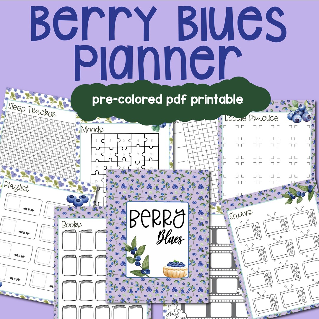 Blueberry Journal Printable: Pre-colored Planner Pages (PDF & Goodnotes ...