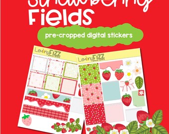 Strawberry Fields - NOTEFUL & GOODNOTES Planner Stickers- Journaling - pre-cropped - Digital Planning
