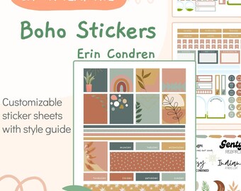 Boho Vibes - CANVA TEMPLATES for Planner Stickers- Journaling  - Erin Condren