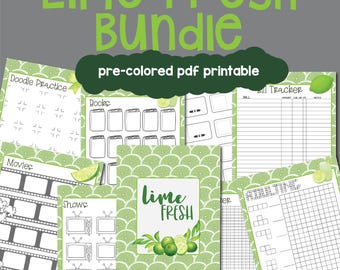Lime Fresh Journal Printable Bundle: Pre-Colored Planner Pages (PDF & Goodnotes)