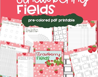 Strawberry Fields Journal Bundle: Printable Planner Pages (PDF & Goodnotes)